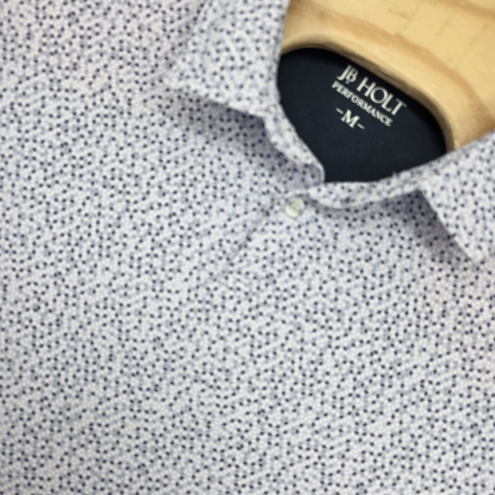 J B Holt Performance Polo Shirt Men Medium Spandex Geometric Design Stretch